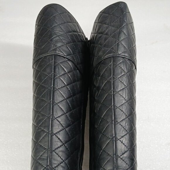 Delman Black Quilted Leather Knee-High StiletDeto Boots Women's 9 18" Shaft VGUC - Picture 15 of 16